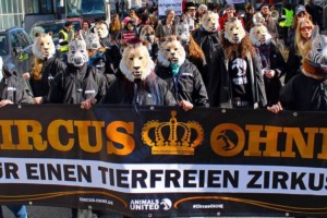The picture shows people demonstrating for animal rights.